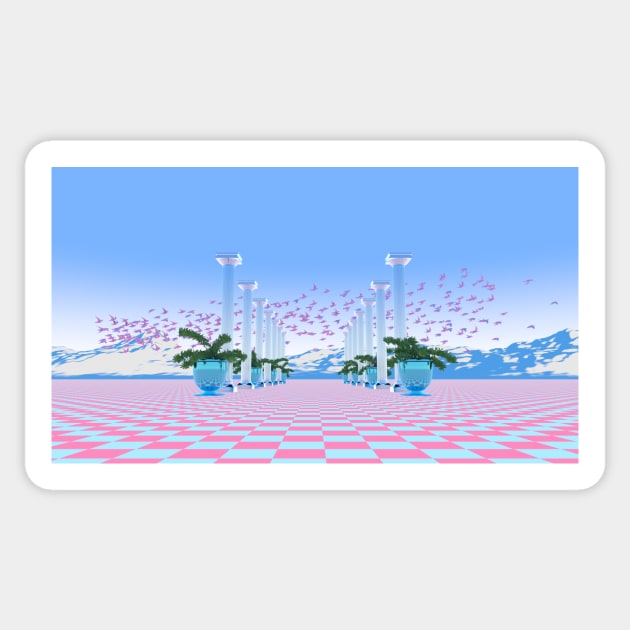 Vaporwave Landscape Sticker by AxiomDesign